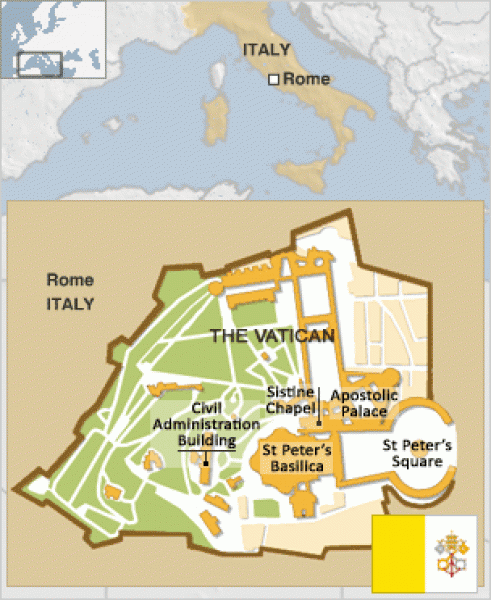 Ozemlje države Mesto Vatikan - vir - splet