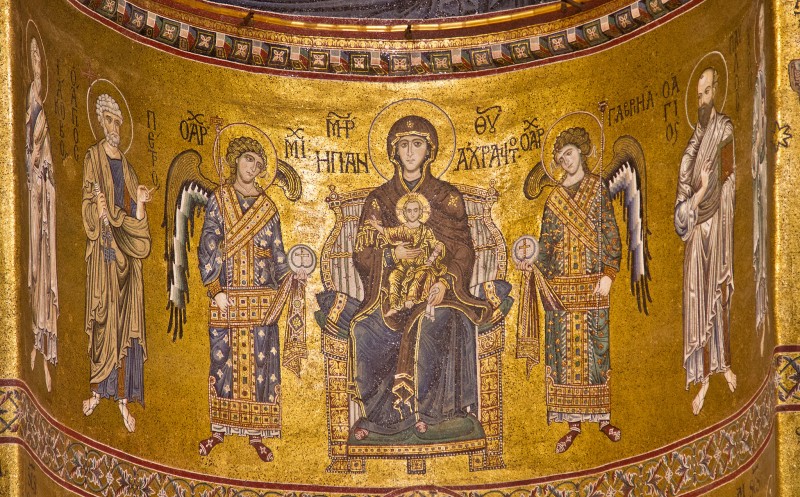 Upodobitev Marije, Božje Matere - Theotokos v katedrali v Monreale na Siciliji - Vir: splet