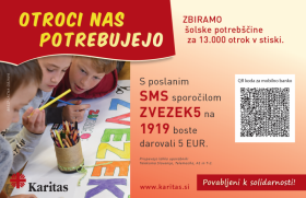 Otroci nas potrebujejo – začetek dobrodelne akcije Karitas za pomoč s šolskimi potrebščinami za 13.000 socialno ogroženih otrok v Sloveniji
